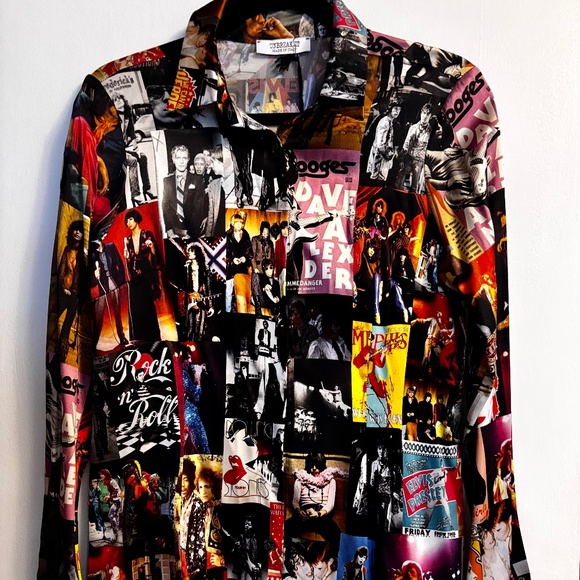 Unbreak.IT Italy Disco Silk  Blouse Button Down Multi Color Small NWT - Picture 1 of 13